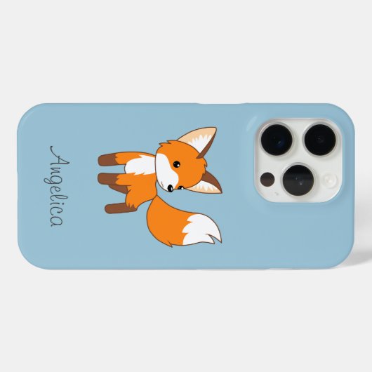Kute Little Fox op Blue Case-Mate iPhone Case (Achterkant (horizontaal))