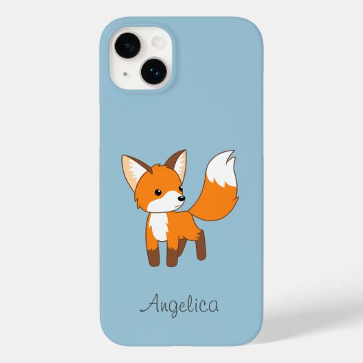 Kute Little Fox op Blue Case-Mate iPhone Case (Achterkant)