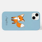 Kute Little Fox op Blue Case-Mate iPhone Case (Achterkant (horizontaal))