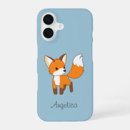 Kute Little Fox op Blue iPhone 16 Hoesje