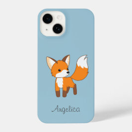 Kute Little Fox op Blue iPhone 14 Hoesje
