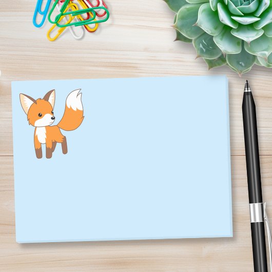 Kute Little Fox op Blue Post-it® Notes