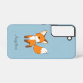 Kute Little Fox op Blue Samsung Galaxy Hoesje (Achterkant horizontaal)