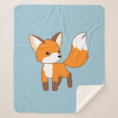 Kute Little Fox op Blue Sherpa Deken (Voorkant)