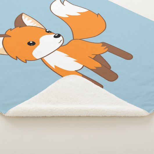Kute Little Fox op Blue Sherpa Deken (3/4)