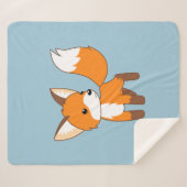 Kute Little Fox op Blue Sherpa Deken (Voorkant (horizontaal))