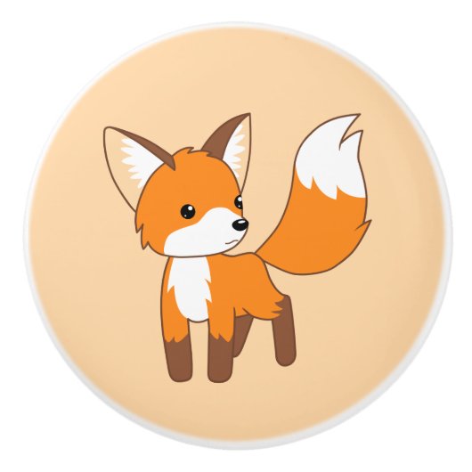 Kute Little Fox op Cream Keramische Knop (Voorkant)