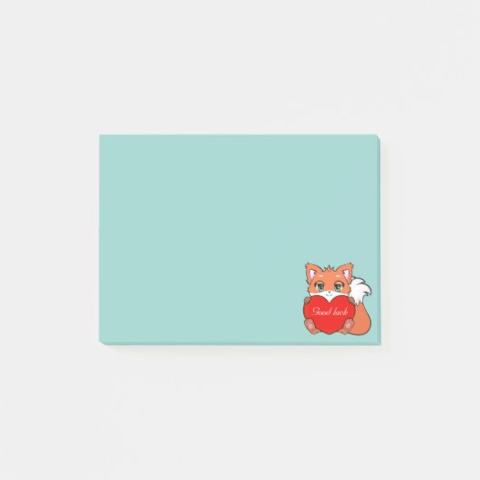 Kute Little Fox op Light Blue Post-it® Notes (Voorkant)