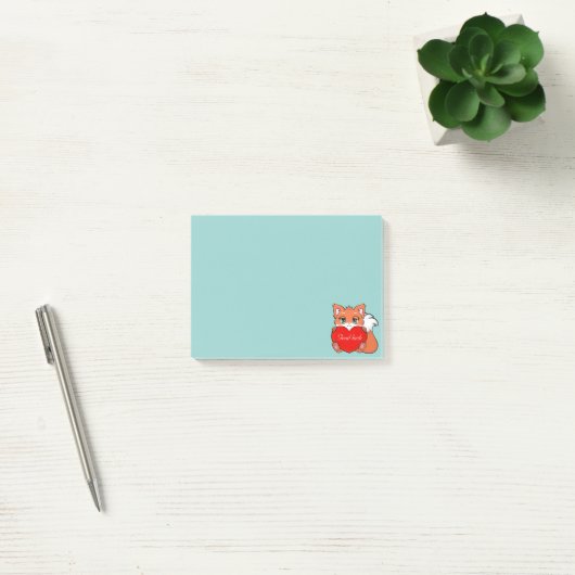 Kute Little Fox op Light Blue Post-it® Notes (Kantoor)