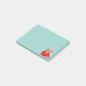 Kute Little Fox op Light Blue Post-it® Notes (Schuin)
