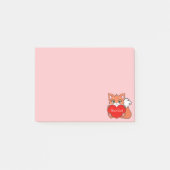 Kute Little Fox op Light Roze Post-it Notes (Voorkant)