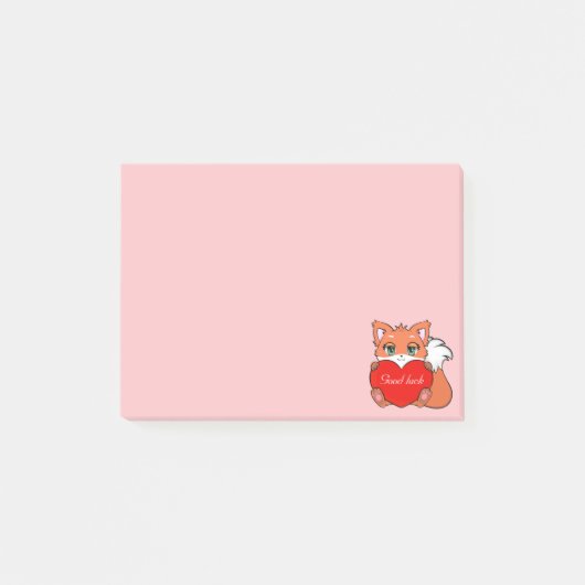 Kute Little Fox op Light Roze Post-it Notes (Voorkant)