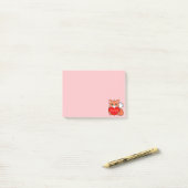 Kute Little Fox op Light Roze Post-it Notes (Op bureau)