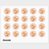 Kute Little Fox op Peach Ronde Sticker (Vel)