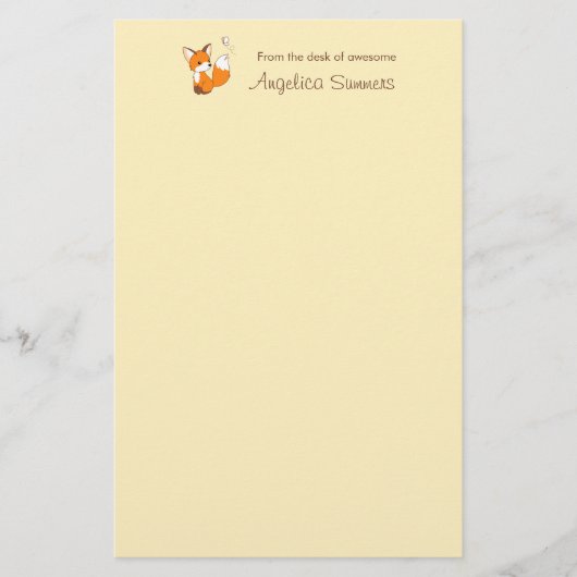 Kute Little Fox op Yellow Briefpapier (Voorkant)