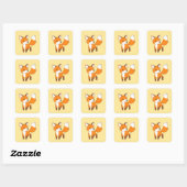 Kute Little Fox op Yellow Vierkante Sticker (Vel)