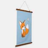 Kute Little Fox Watterfly Blue Hangend Wandkleed (Gebogen)