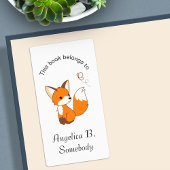 Kute Little Fox Watterfly Bookplate Etiket