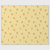 Kute Little Foxes op Yellow Cadeaupapier (Vlak)