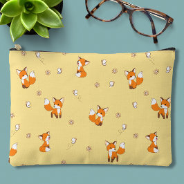 Kute Little Foxes Pattern on Yellow Etui