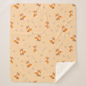 Kute Little Foxes Pattern op Cream Sherpa Deken (Voorkant)