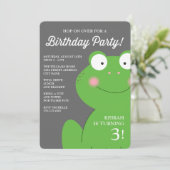 Kute Little Froggy Birthday Party Invite / Roze Kaart (Staand voorkant)