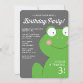 Kute Little Froggy Birthday Party Invite / Roze Kaart (Voorkant)