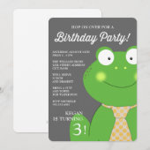 Kute Little Froggy Birthday Party Invite / Stropda Kaart (Voorkant / Achterkant)