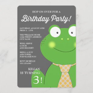 Kute Little Froggy Birthday Party Invite / Stropda Kaart