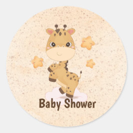 Kute Little Giraffe Stars Baby shower Ronde Sticker