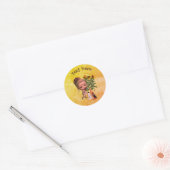 Kute Little Girl en Puppies Personalized Ronde Sticker (Envelop)