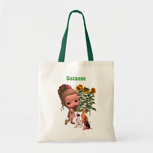 Kute Little Girl en Puppies Personalized Tote Bag (Voorkant)