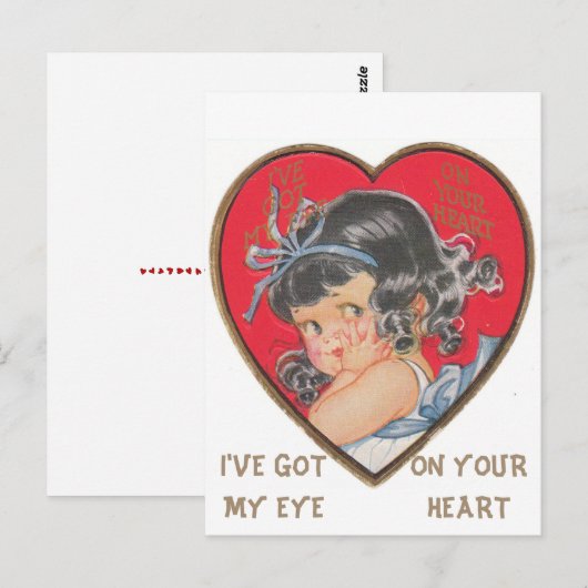 Kute  Little Girl in Heart Valentijn Briefkaart (Voorkant / Achterkant)