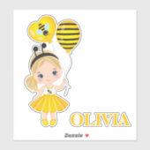 Kute Little Girl met Air Balloons Vinyl Sticker (Vel)