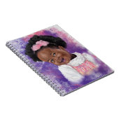 Kute Little Girl met roze lint - Waterverf Notitieboek (Rechterzijde)