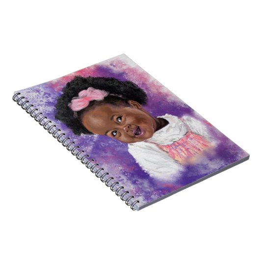 Kute Little Girl met roze lint - Waterverf Notitieboek (Rechterzijde)