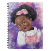 Kute Little Girl met roze lint - Waterverf Notitieboek (Voorkant)