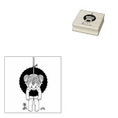 Kute Little Girl op Tire Swing Rubber Stamp Rubberstempel (Gestempeld)