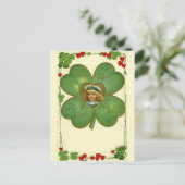 Kute Little Girl Vier Leaf Clover Flowers Briefkaart (Staand voorkant)