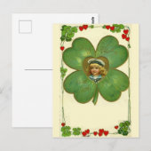 Kute Little Girl Vier Leaf Clover Flowers Briefkaart (Voorkant / Achterkant)
