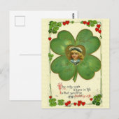 Kute Little Girl Vier Leaf Clover Flowers Briefkaart (Voorkant / Achterkant)