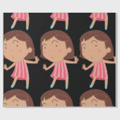Kute Little Girl Wrapping Paper Cadeaupapier (Vlak)
