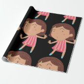 Kute Little Girl Wrapping Paper Cadeaupapier (Uitgerold)