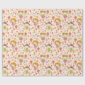 Kute Little Girl Wrapping Paper Cadeaupapier (Vlak)