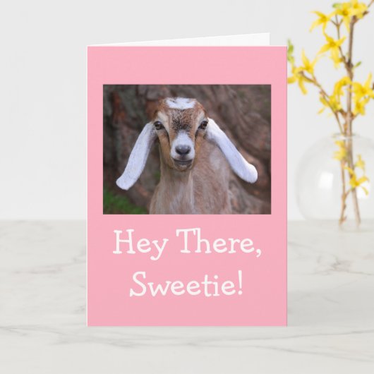 Kute Little Goat get Good Kaart (Gele Bloem)