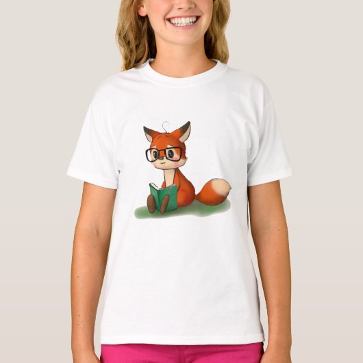 Kute Little Graphic Art Storybook Fox Animal Art T-shirt (Voorkant)