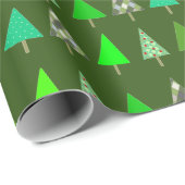 Kute Little Green Kerstbomen Party Wrapping P Cadeaupapier (Rol Hoek)