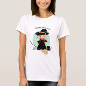 Kute Little Halloween Witch and Kat T-shirt (Voorkant)