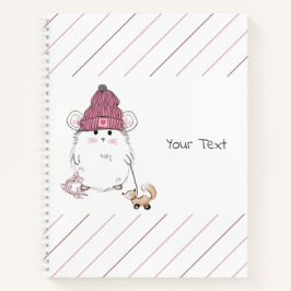 Kute Little Hamster Pink Striped Notitieboek