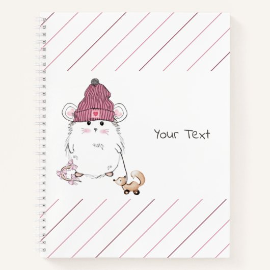Kute Little Hamster Pink Striped Notitieboek (Voorkant)